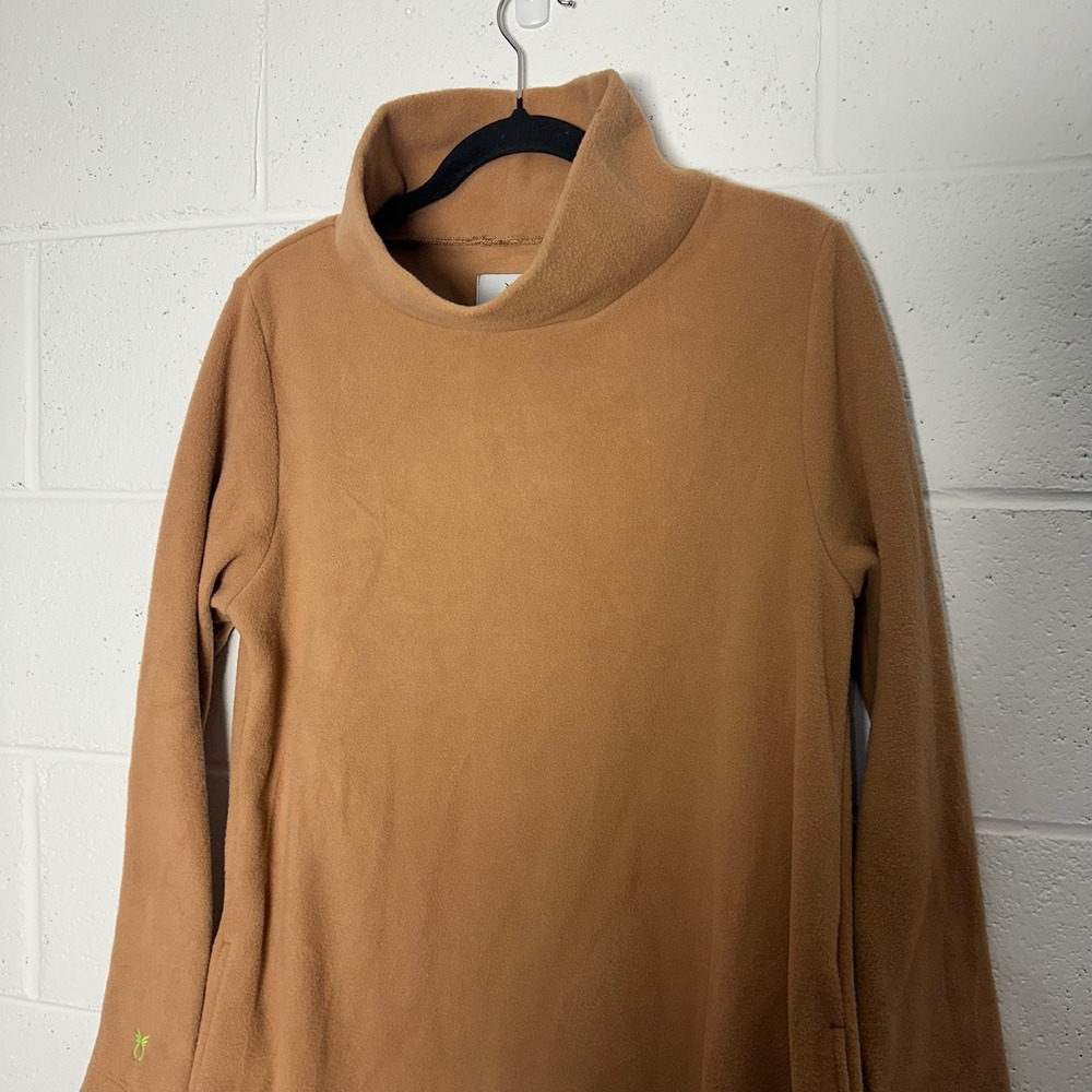 Dudley Stephens Park Slope Turtleneck‎ Fleece Pullover Camel Tan Large pocket